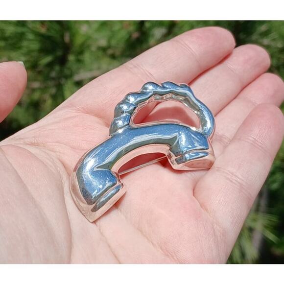 Vintage Taxco Sterling Silver Telephone Brooch - Picture 1 of 9